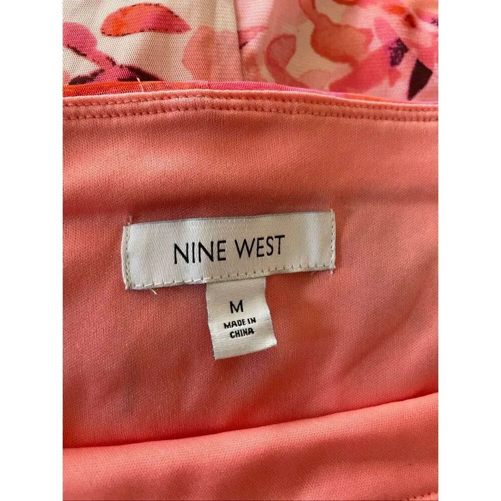 Nine West Medium Women’s Pencil Skirt Floral Bloom Pink Black